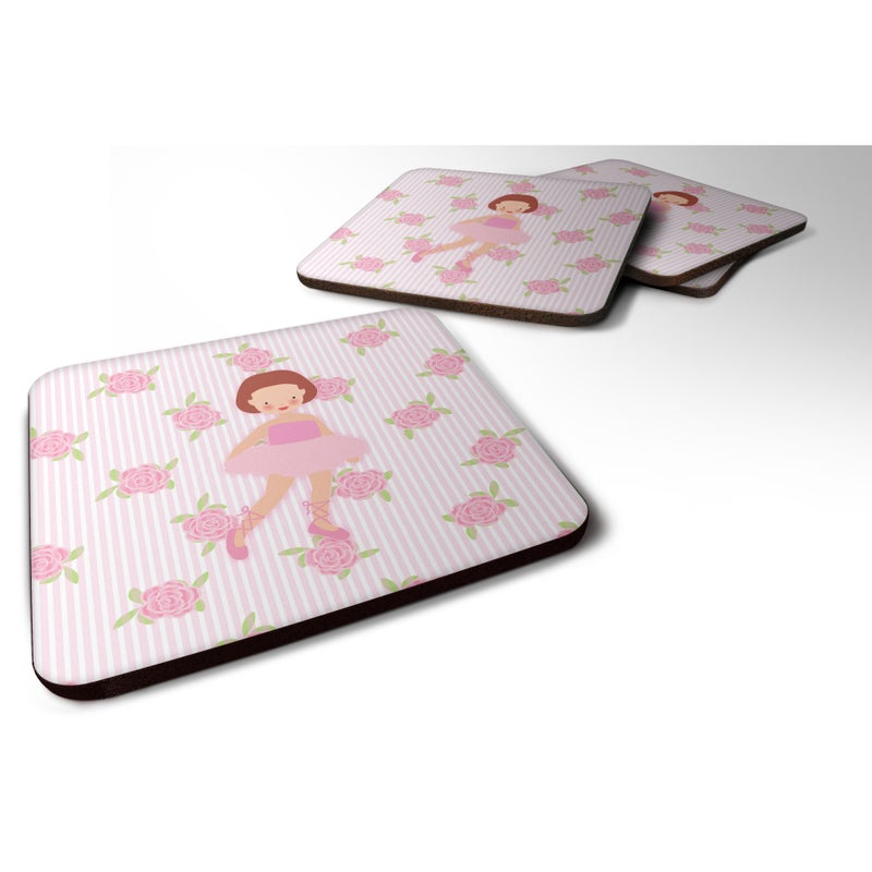 Caroline's Treasures ""Caroline's Treasures Ballerina Red Short Hair Foam Coaster Set of 4  3.5  Multicolor""