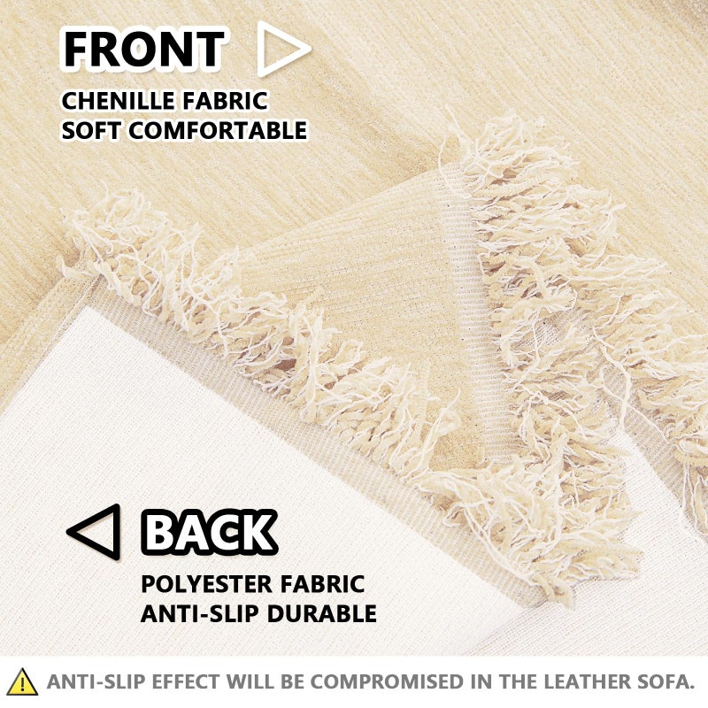 MEETSKY Couch Cover Sofa Cover Sectional Couch Covers Single Sofa Covers Chenille Couch Cover Living Room Pet Couch Protector Sofa Slipcovers for Pets Kids  71""x 102""  Beige - Image 4