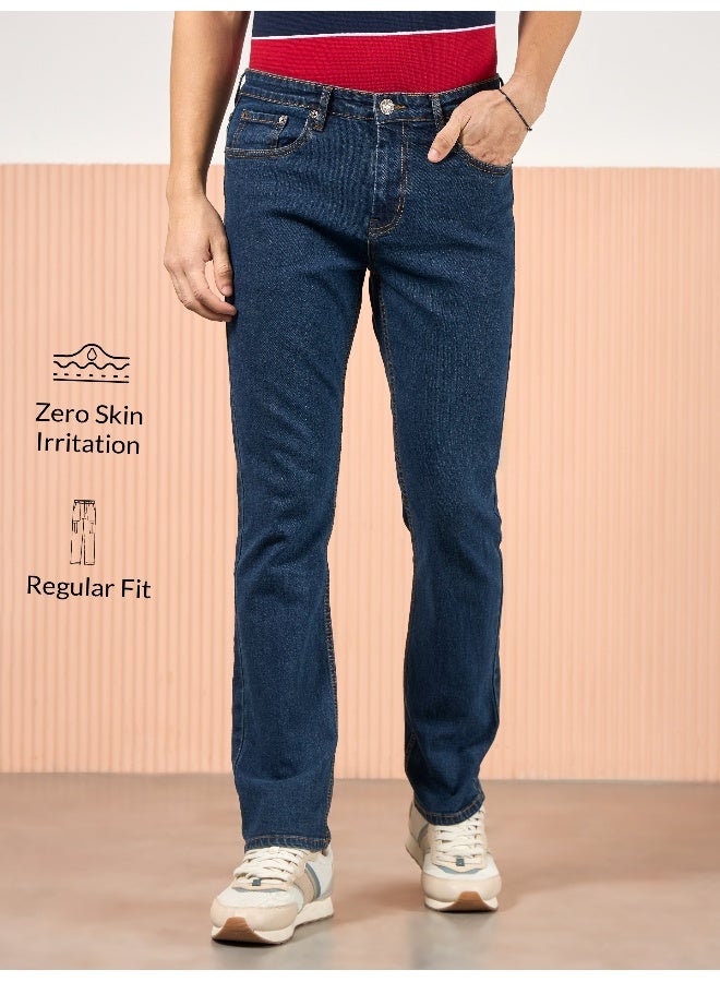 Beyoung cotton lycra Navy Blue Regular Fit Jeans for men  - Image 5