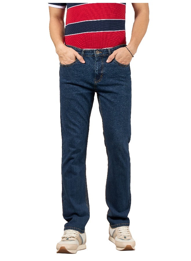 Beyoung cotton lycra Navy Blue Regular Fit Jeans for men  - Image 3