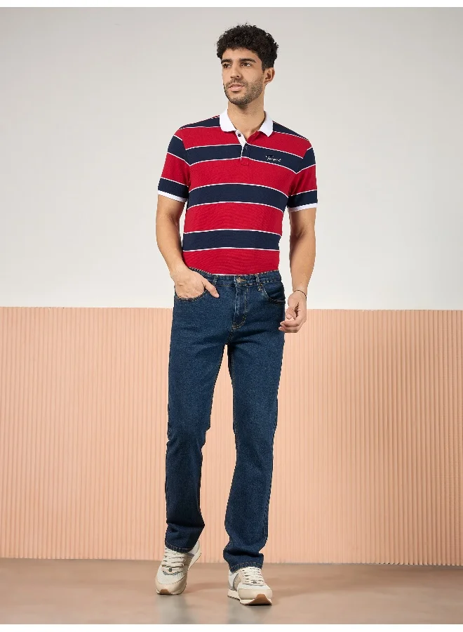 Beyoung cotton lycra Navy Blue Regular Fit Jeans for men