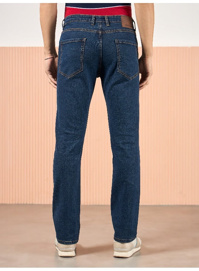 Beyoung cotton lycra Navy Blue Regular Fit Jeans for men  - Image 2