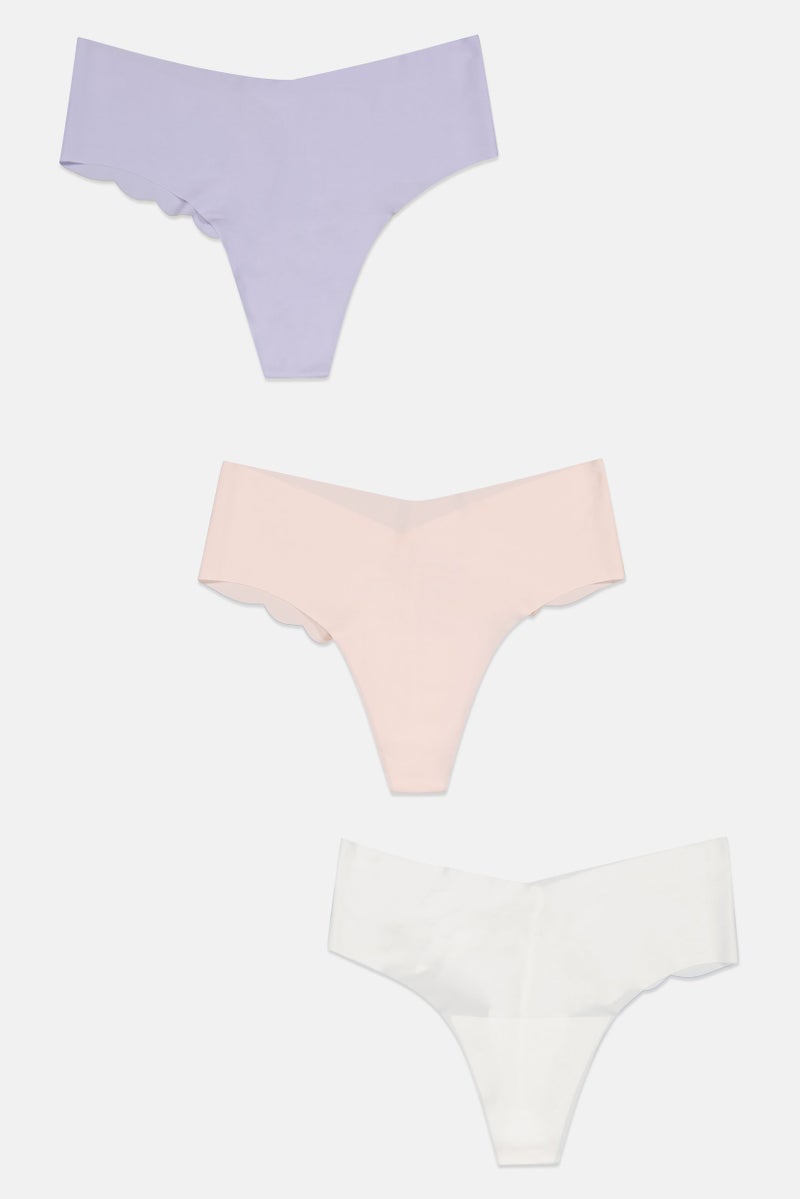 bebe سراويل داخلية نسائية من 3 قطع بتصميم ليزر مقطوع، متعددة الألوان - Image 2