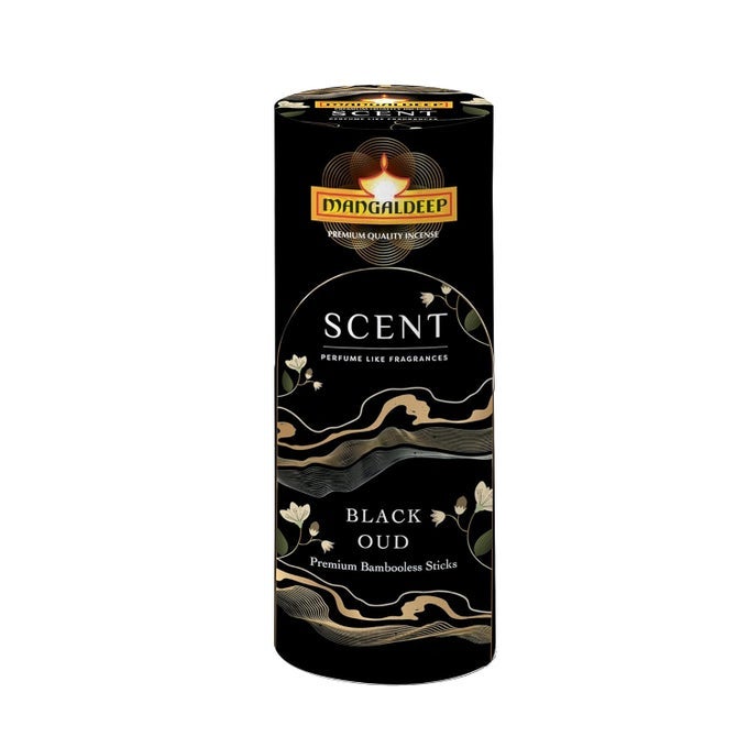 Mangaldeep Scent Premium Bambooless Dhoop Sticks Black Oud Ceramic Stand Inside with Essential Oils 30 Sticks