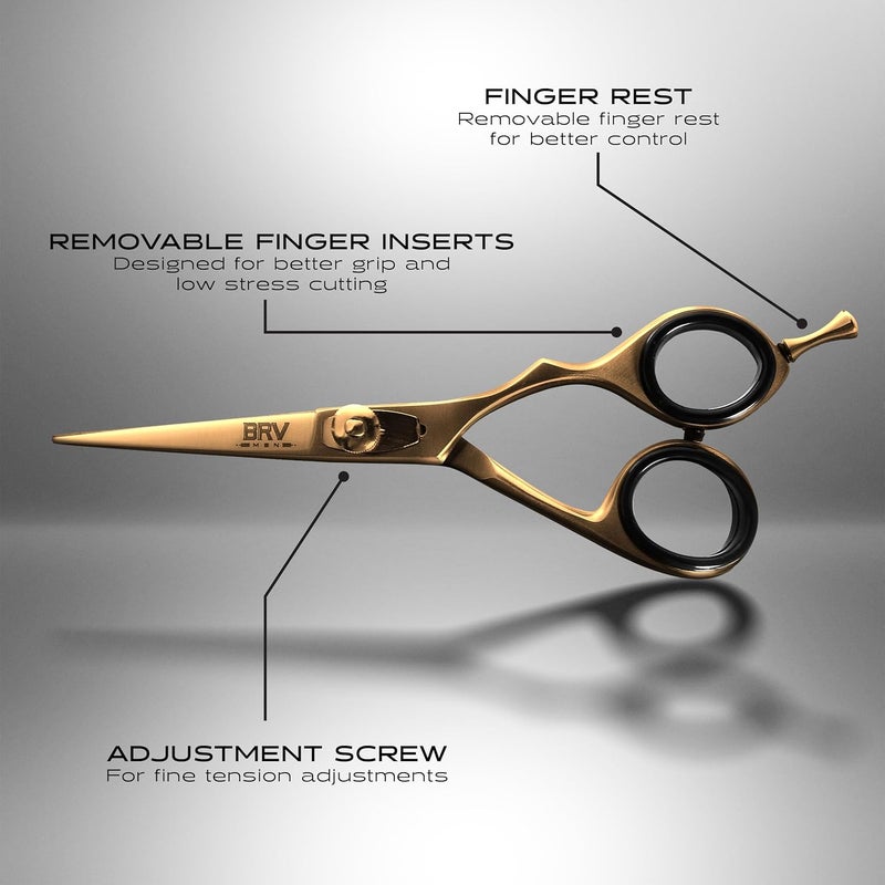 BRV MEN Facial Hair Scissors for Men | Titanium Series | Mustache & Beard Trimming Scissors | 5.5 inches l Sharp & Precise Grooming | Razor Edge Barber Scissor (RIGHT HANDED - titanium bronze) - Image 3