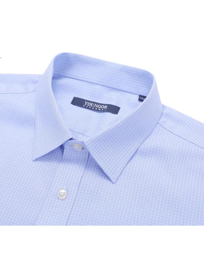 Youngor Men'S Shirt Summer Young Men'S Business Casual Short-Sleeve Shirt, Gsdp16387Hja, Gray-Blue, Size 40 - Image 3