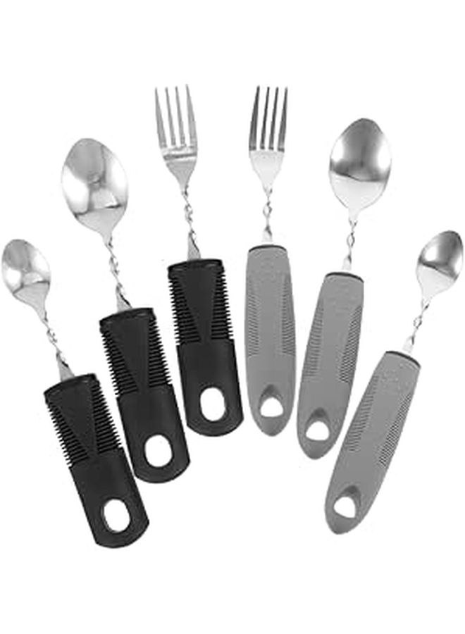 Pretzoom 6 Pieces Weighted Adaptive Utensils For Elderly Stainless Steel Bendable Cutlery Set Non Slip Handles Disabled Seniors Hand Tremors Support Tools - Image 1