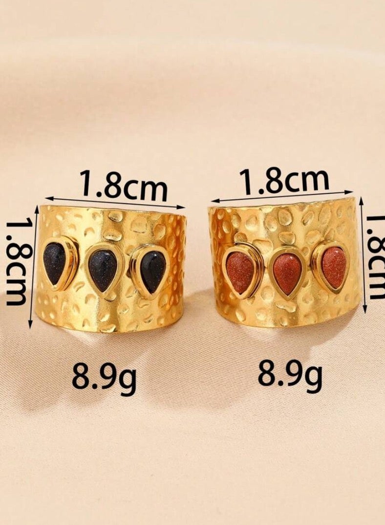 إيكوال طقم خواتم نسائي مكون من قطعتين من الاستانلس ستيل مطلي باللون الذهبي بمقاس موحد - Image 3