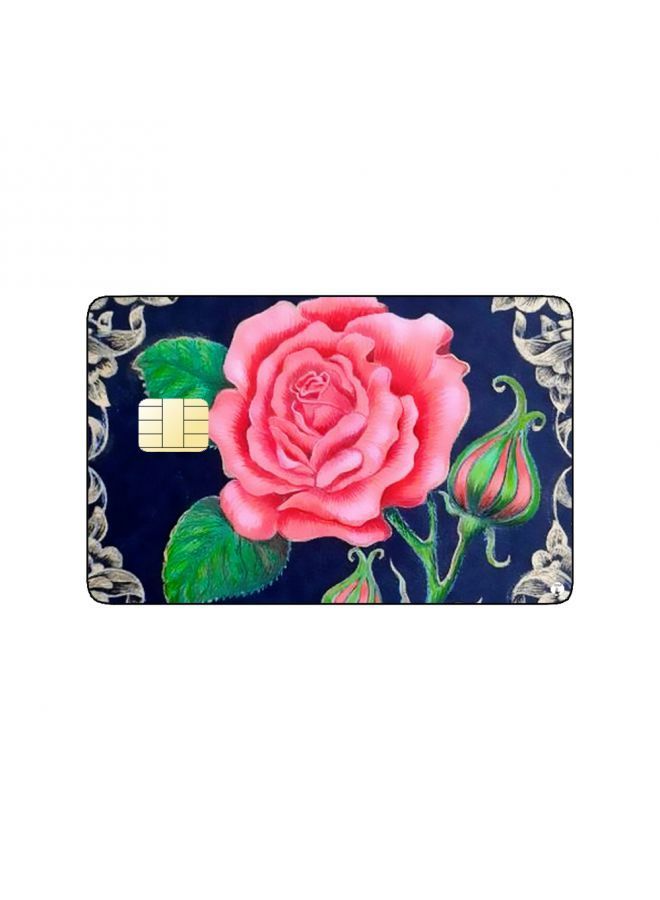 RKN PRINTED BANK CARD STICKER Beautiful Pink Roses Drawing - Image 2