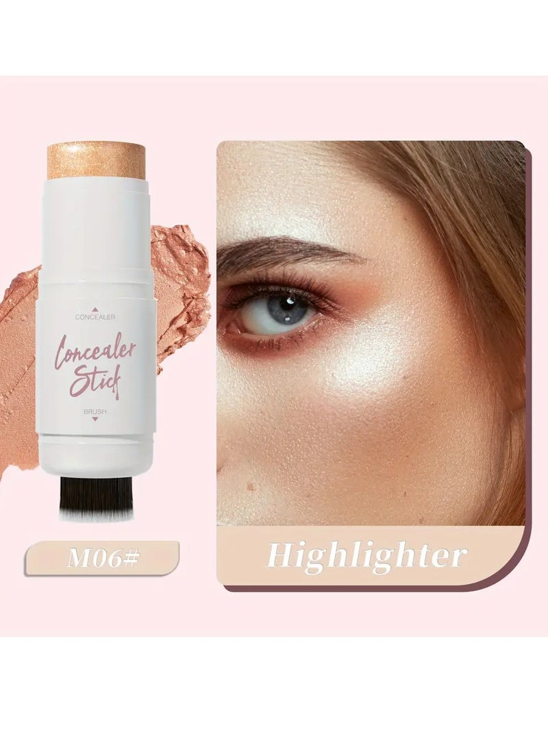 HelloKiss عصا خافي العيوب مع رأس فرشاة هايلايتر مكياج عصا هايلايتر كريمي عصا طويلة الأمد مقاومة للماء لخافي العيوب وإضاءة خافي العيوب كونتور هايلايتر عصا 06 - Image 2