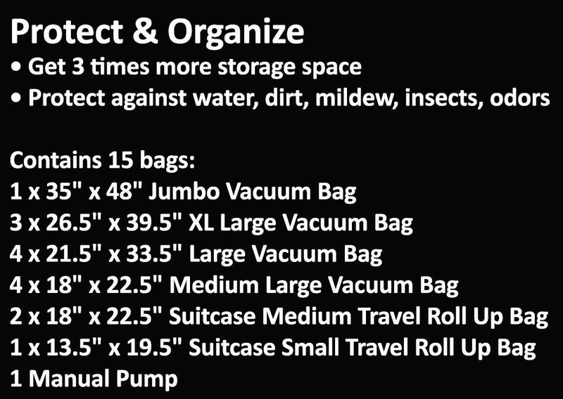 Home-Complete Home Complete Space Saver Vacuum Bags, 15 pack with Pump - Image 4