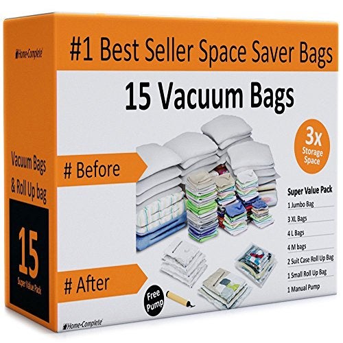 Home-Complete Home Complete Space Saver Vacuum Bags, 15 pack with Pump - Image 1