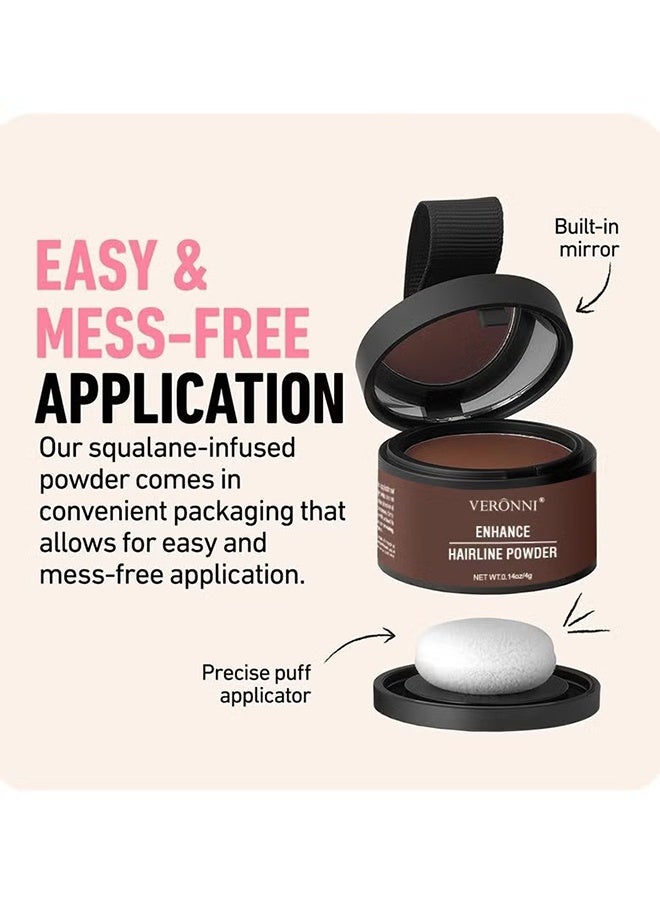 فيروني حشو الشعر الشعر 4g ، مسحوق ظل الشعر ، مسحوق الشعر يخفي على الفور ، حجم فوري وتغطية فروة الرأس لترقيق الشعر ، سريعة ورعاية كاملة ، مقاومة 100٪ للماء للعرق (أسود) - Image 4