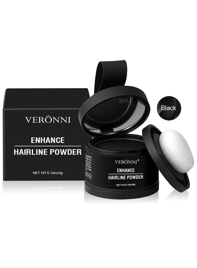 فيروني حشو الشعر الشعر 4g ، مسحوق ظل الشعر ، مسحوق الشعر يخفي على الفور ، حجم فوري وتغطية فروة الرأس لترقيق الشعر ، سريعة ورعاية كاملة ، مقاومة 100٪ للماء للعرق (أسود) - Image 1