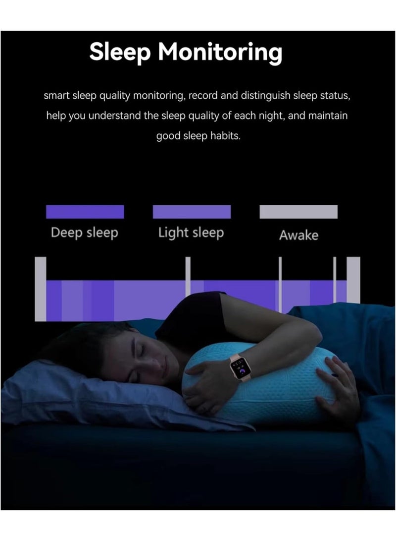 Generic Smart Watch for Girls Boys Teens Men Women – Fitness Tracker with Blood Pressure Heart Rate Monitor, Call Message Notification, Sleep Monitor, Bluetooth Smartwatch for Android iOS (Gold) - Image 4