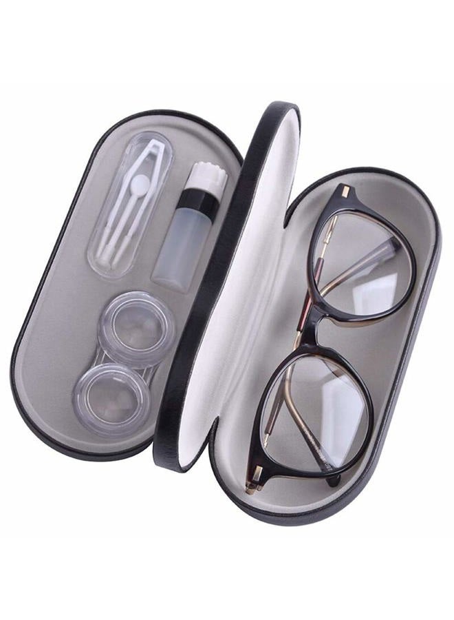 Tiger007 Contact Lens Case - 2 in 1 Double Sided Portable Glasses Case - Mirror - Tweezers and Applicator Included - Perfect for Home Travel-Black ¡­ - Image 3