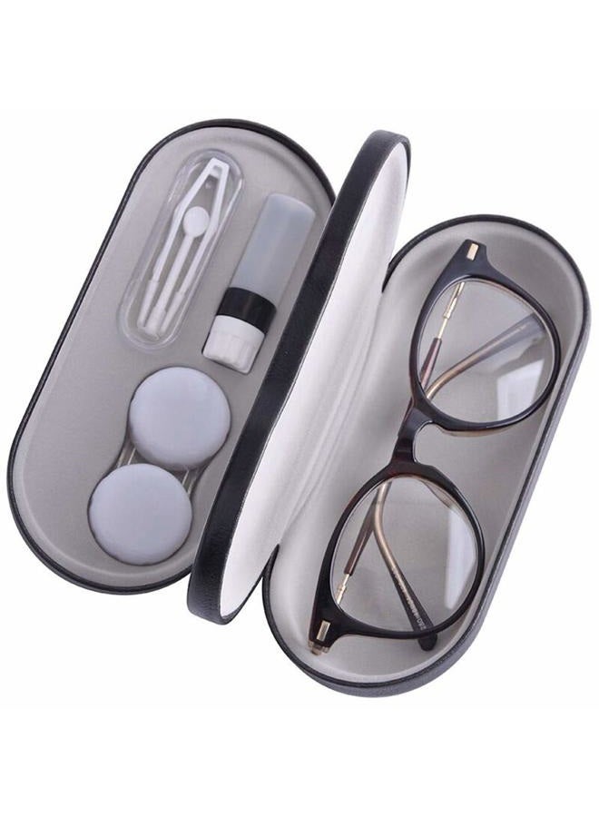Tiger007 Contact Lens Case - 2 in 1 Double Sided Portable Glasses Case - Mirror - Tweezers and Applicator Included - Perfect for Home Travel-Black ¡­ - Image 1