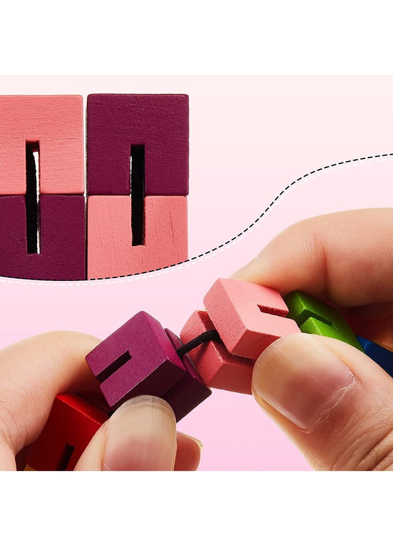 6 Pcs Wooden Fidget Toy Twist Block Cubes Puzzle Sensory Toys for Kids Birthday Party Gift and Supplies - Image 3