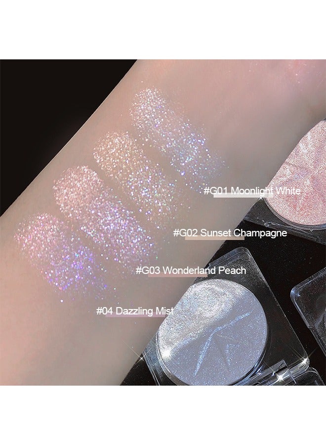 Maxfine Erinde Pearl White Shimmer Glitter Highlighter Highlight Makeup Contour Powder, Silver Face Illuminator Highlighter, Highlighter Makeup iluminadores Illuminator for Face Body Cheek G04# Dazzling Mist  - Image 3