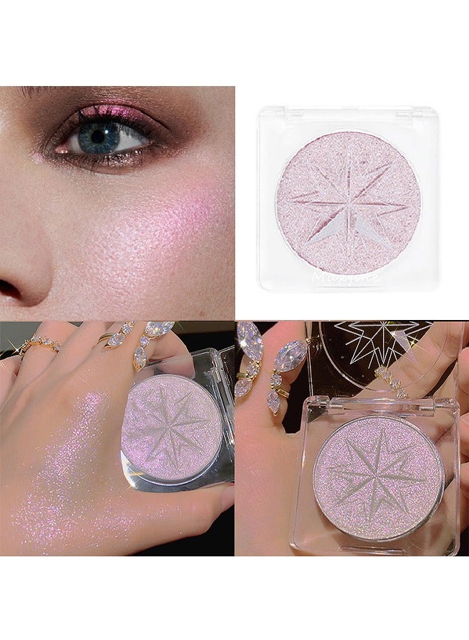 Maxfine Erinde Pearl White Shimmer Glitter Highlighter Highlight Makeup Contour Powder, Silver Face Illuminator Highlighter, Highlighter Makeup iluminadores Illuminator for Face Body Cheek G04# Dazzling Mist  - Image 2