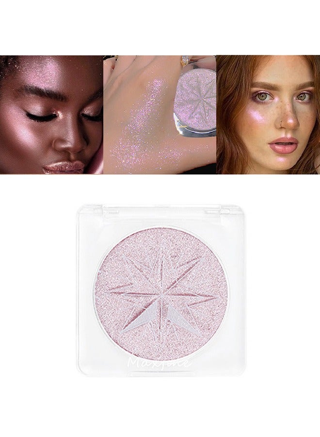 Maxfine Erinde Pearl White Shimmer Glitter Highlighter Highlight Makeup Contour Powder, Silver Face Illuminator Highlighter, Highlighter Makeup iluminadores Illuminator for Face Body Cheek G04# Dazzling Mist  - Image 1