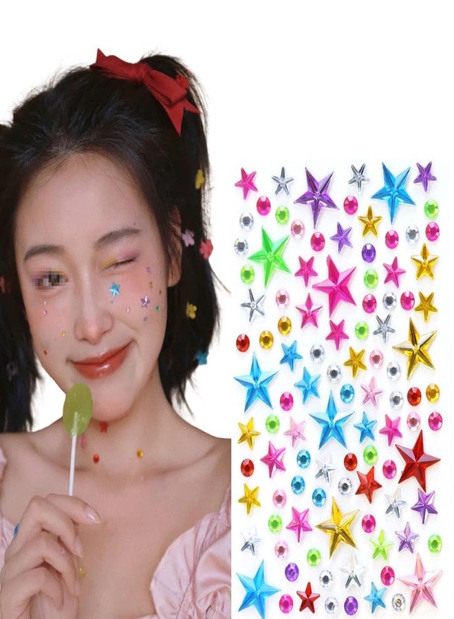 ASTRQLE 2 Sheets Colorful Self Adhesive Face Gems Stickers Hair Gems Face Jewels Eye Jewels Rhinestones Stickers for Face Nail Body Makeup DIY Craft Card Decoration - Image 3