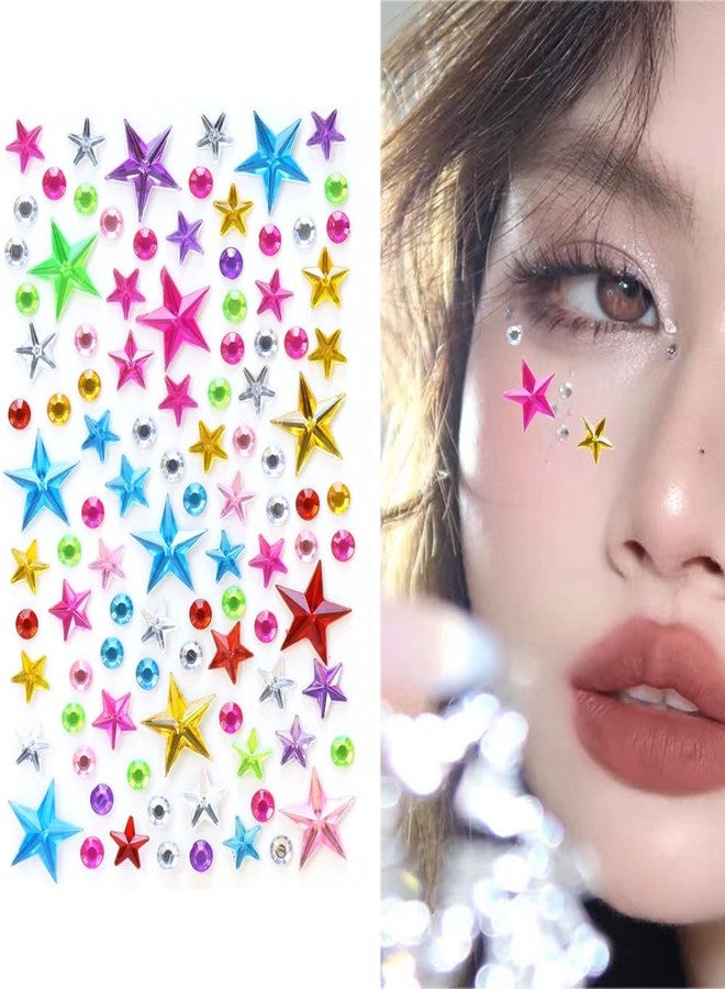 ASTRQLE 2 Sheets Colorful Self Adhesive Face Gems Stickers Hair Gems Face Jewels Eye Jewels Rhinestones Stickers for Face Nail Body Makeup DIY Craft Card Decoration - Image 2