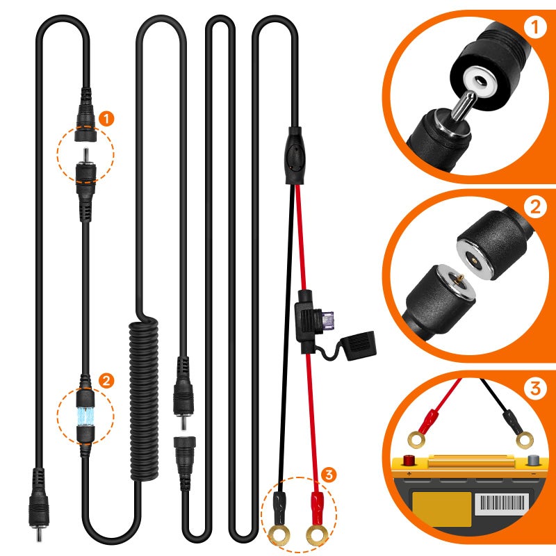 CHolic Magnetic Power Cord, Snowmobile Helmet Heated Shield Cord, RCA Plug Heated Cord for Heated Most Electric Shields, Helmet, Visor Port (Kit) - Image 5