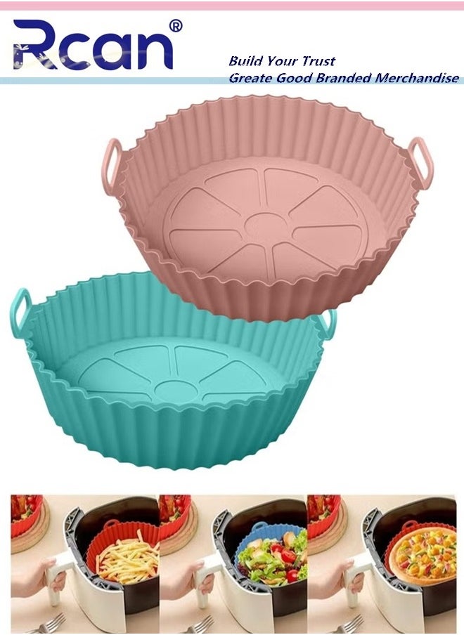 Rcan 2Pcs Air Fryer Silicone Pot, Air Fryer Basket, ,Reusable Replacement of Flammable Parchment Liner Paper, Round Non Stick Air fryers Basket Oven Accessories Fits 3QT - 5QT Air Fryer  - Image 1
