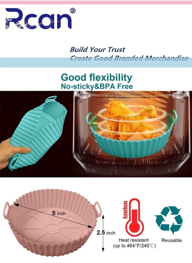 Rcan 2Pcs Air Fryer Silicone Pot, Air Fryer Basket, ,Reusable Replacement of Flammable Parchment Liner Paper, Round Non Stick Air fryers Basket Oven Accessories Fits 3QT - 5QT Air Fryer  - Image 2