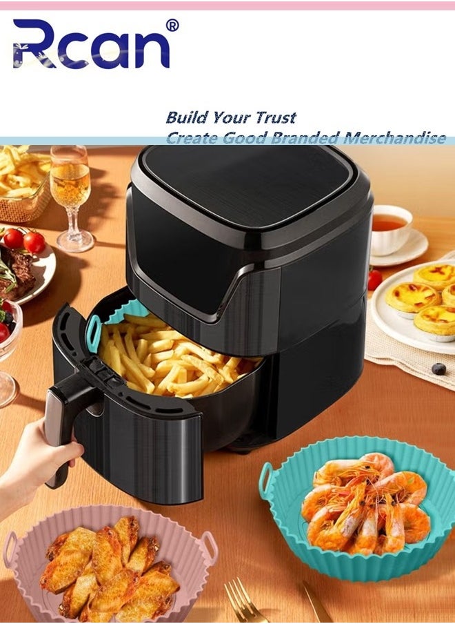 Rcan 2Pcs Air Fryer Silicone Pot, Air Fryer Basket, ,Reusable Replacement of Flammable Parchment Liner Paper, Round Non Stick Air fryers Basket Oven Accessories Fits 3QT - 5QT Air Fryer  - Image 5