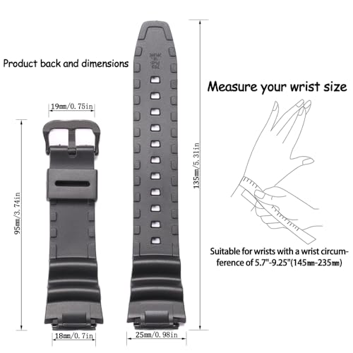 MCXGL Resin Replacement Watch Band Compatible with Casio AE1200WH F108WH AE-1300WH W218H SGW-300H W-800H Waterproof Rubber strap (18mm, BLACK) - Image 3