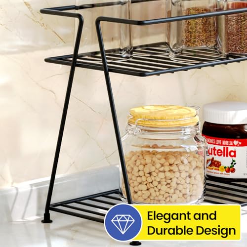 WonderStand Metal NIMBUS | 2-Tier Countertop Spice Rack Storage Shelf Organizer and Home/Kitchen Spice Rack (Black) - Image 4