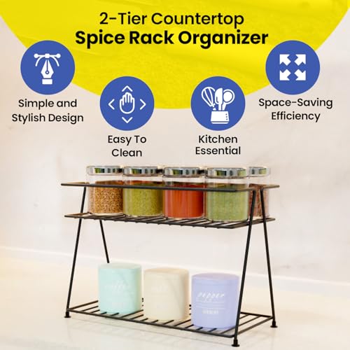 WonderStand Metal NIMBUS | 2-Tier Countertop Spice Rack Storage Shelf Organizer and Home/Kitchen Spice Rack (Black) - Image 2