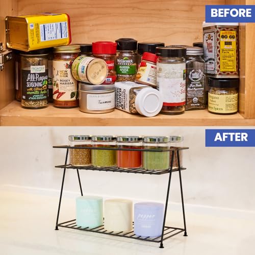 WonderStand Metal NIMBUS | 2-Tier Countertop Spice Rack Storage Shelf Organizer and Home/Kitchen Spice Rack (Black) - Image 5