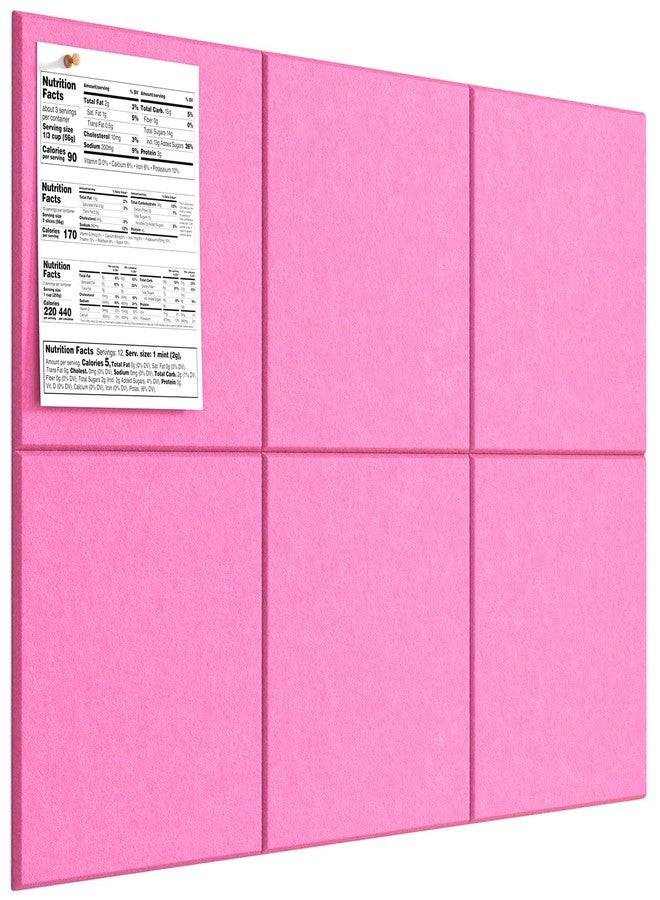 MaxGear Large Cork Board for Wall 36" x 24", Pink Bulletin Board, 6 Pack Felt Wall Tiles with Pushpins, Cork Boards for Office Pin Board Tack Board Cork Boards - Image 1