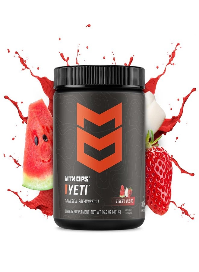MTN OPS Yeti Pre-Workout Powder Energy Drink with Creatine, 200mg Caffeine & BCAAs with Beta Alanine, 30-Serving Tub, Tiger's Blood - Image 2