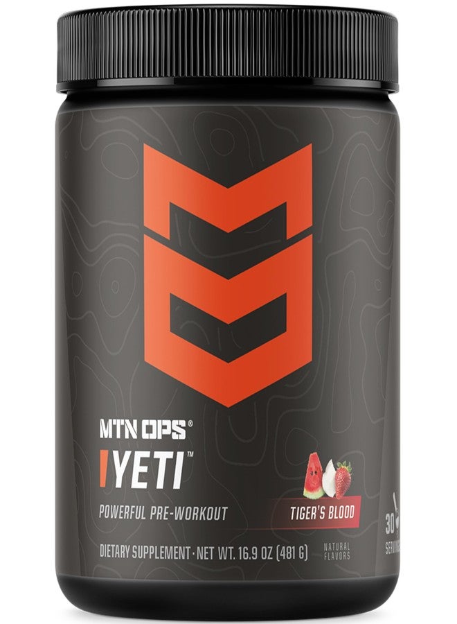 MTN OPS Yeti Pre-Workout Powder Energy Drink with Creatine, 200mg Caffeine & BCAAs with Beta Alanine, 30-Serving Tub, Tiger's Blood - Image 1