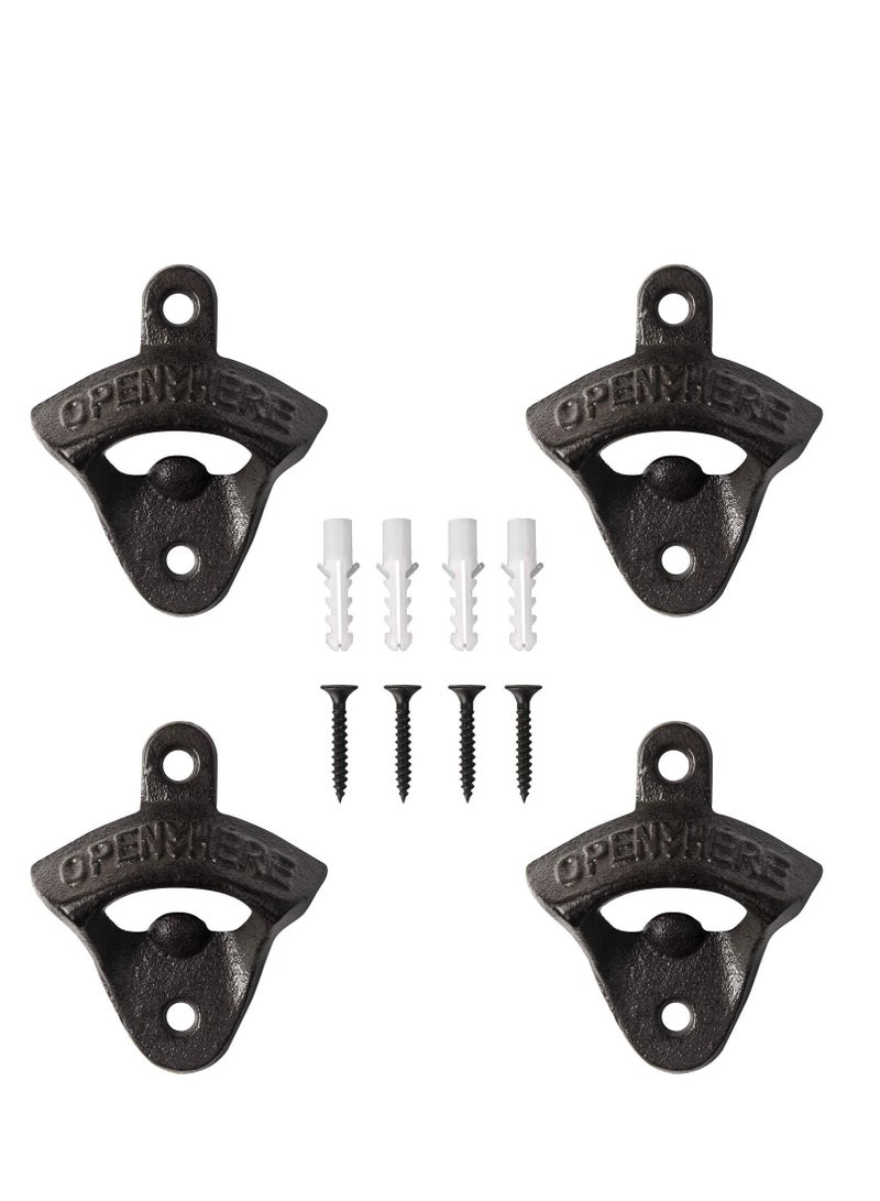 Excefore Cast Iron Wall Mounted Bottle Opener Vintage Rustic with Self Tapping Screws for Home Garden  - Image 1
