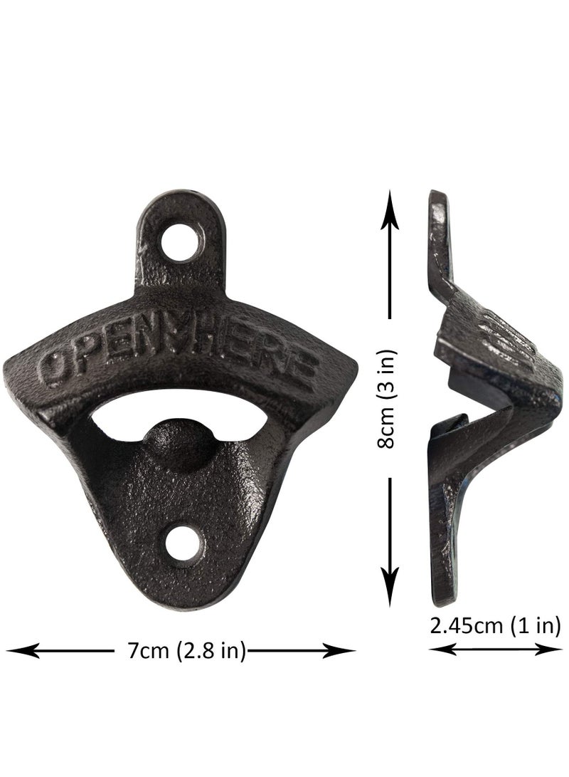 Excefore Cast Iron Wall Mounted Bottle Opener Vintage Rustic with Self Tapping Screws for Home Garden  - Image 2