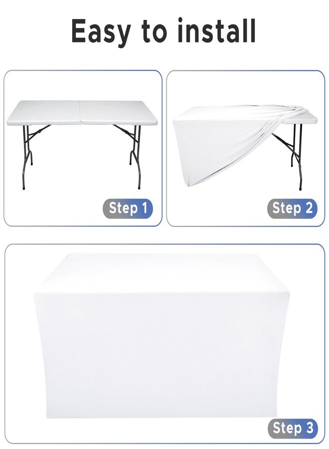 Nasitos White Fitted Table Covers Stretch Spandex - 72 x 30 Inch - 4 Pack Rectangle Table Clothes for 6 Ft Folding Tables, Wrinkle Resistant Tablecloths for Parties, Trade Show, Craft Show, Birthday - Image 4