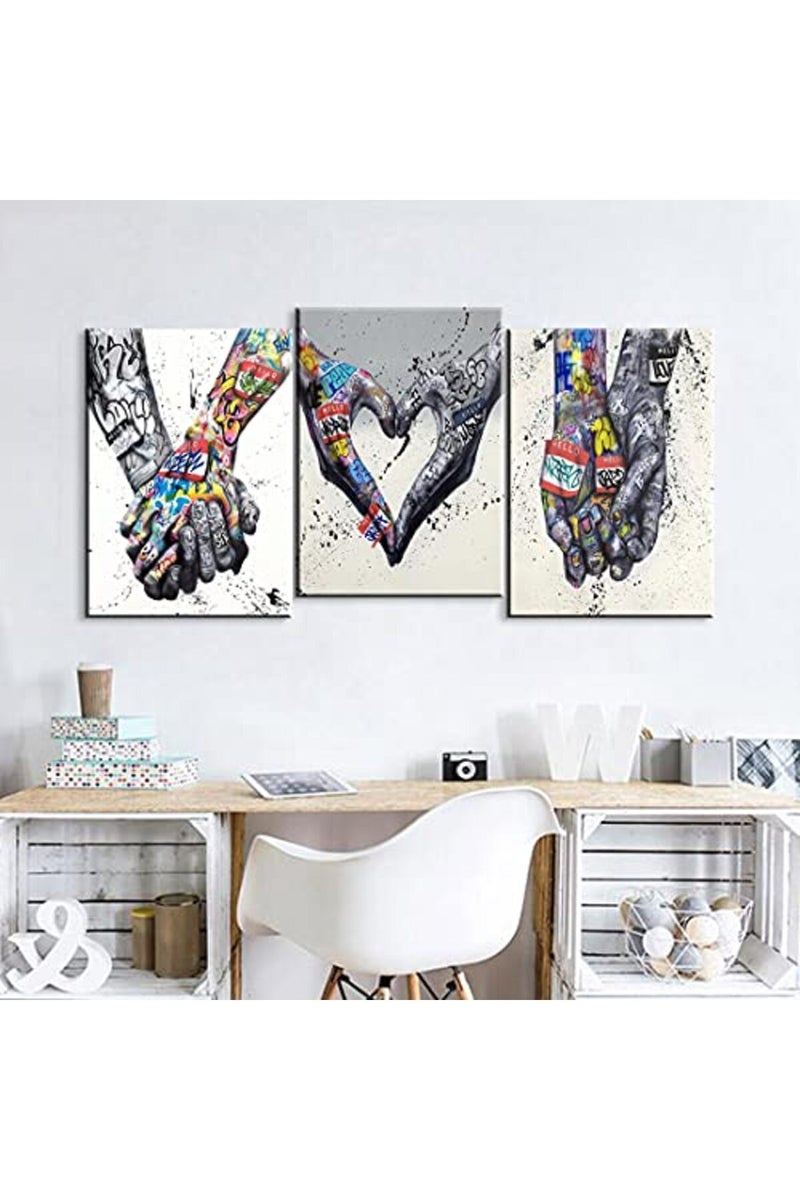 Mistyefly 3 Piece Graffiti Wall Art Bedroom Decor for Couples Pop Poster Colorful Street Canvas Living Room Ready to Hang (12''Wx16''Hx3PCS) - Image 2