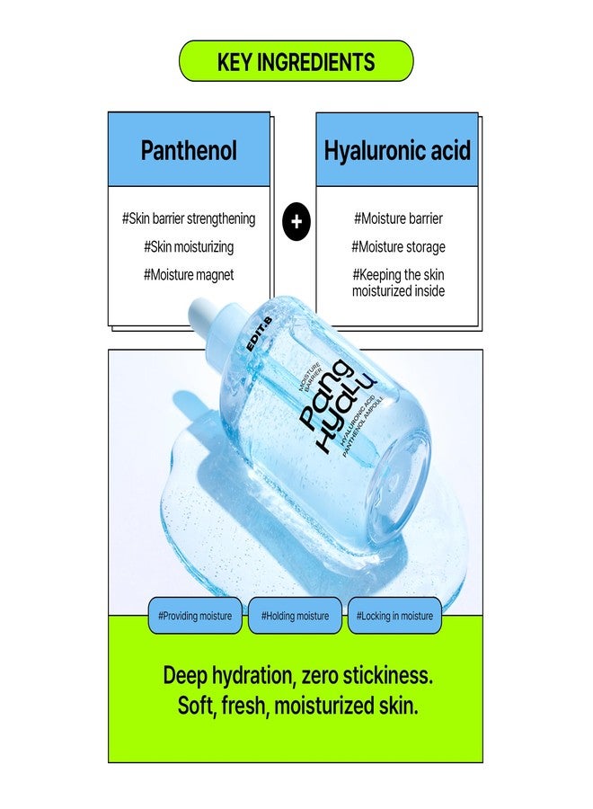 EDIT.B Moisture Barrier Pang Hyaluronic Acid Panthenol Ampoule, Long-Lasting Deep Hydration Lightweight Facial Moisturizing Serum, Soothing and Hydrating, Korean Daily Skin Care, 3.38 fl.oz (100ml) - Image 4