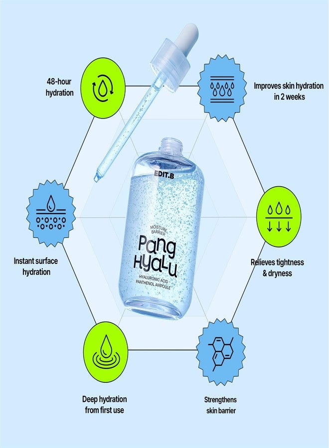 EDIT.B Moisture Barrier Pang Hyaluronic Acid Panthenol Ampoule, Long-Lasting Deep Hydration Lightweight Facial Moisturizing Serum, Soothing and Hydrating, Korean Daily Skin Care, 3.38 fl.oz (100ml) - Image 3