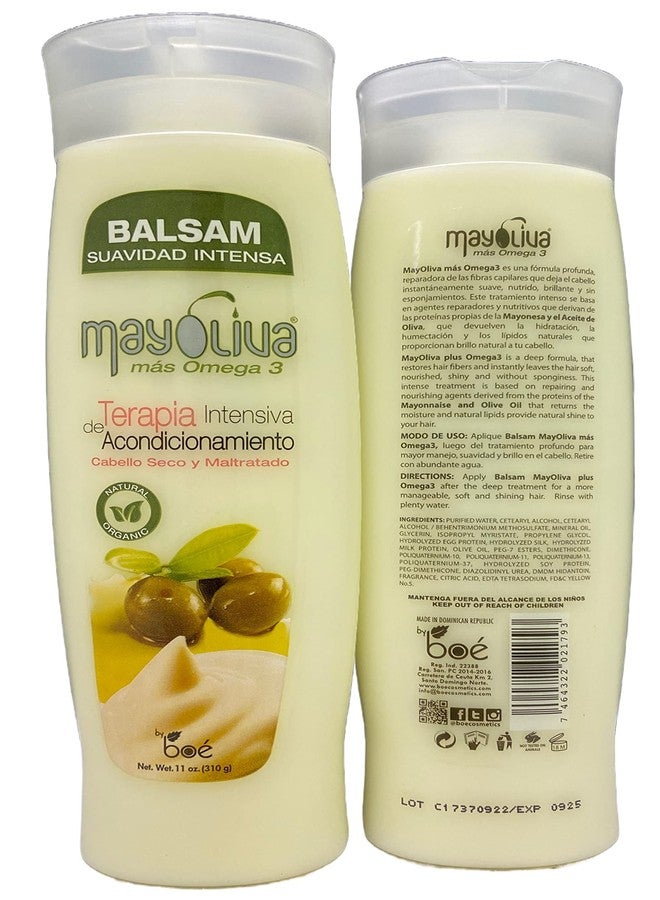 Mayoliva Balsam Suavidad Intensa 11 oz - Deep Conditioning Therapy for Dry & Damaged Hair - Omega 3, Mayonnaise & Olive Oil - Instantly Softens, Repairs & Adds Shine - Image 1