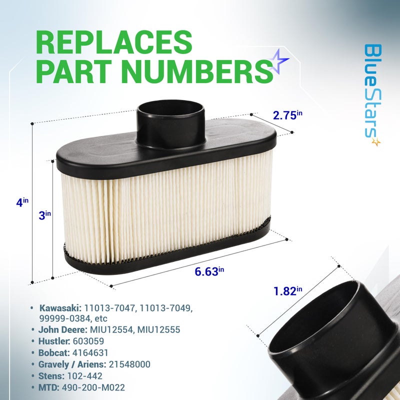 BlueStars FR691V Tune Up Kit - Compatible with Kawasaki FR651V FR730V FS481V FS541V FS600V FS651V FS691V FS730V Engine Lawn Mower 49065-7007 Oil Filter 11013-0752 Air Filter 11013-7046 Pre Filter - Image 3