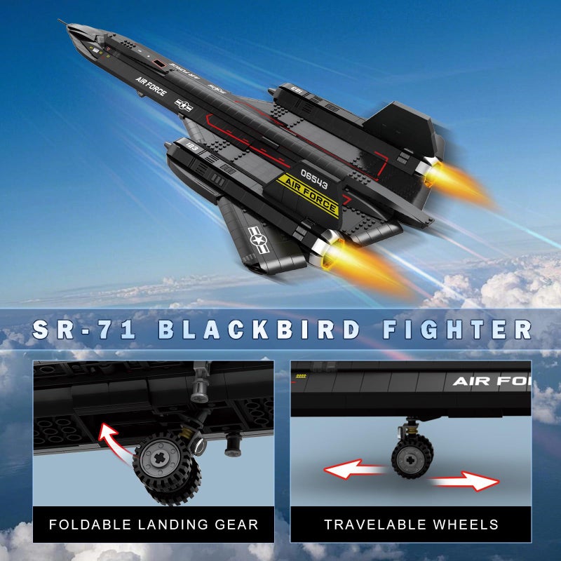 Reobrix SR-71 Blackbird Reconnaissance Fighter Jet Building Set, 33041 Military Aircraft Construction Sets, Home Decor or Collection, Aviation Airplane Toy Gifts for Adult and Military Fans - Image 4