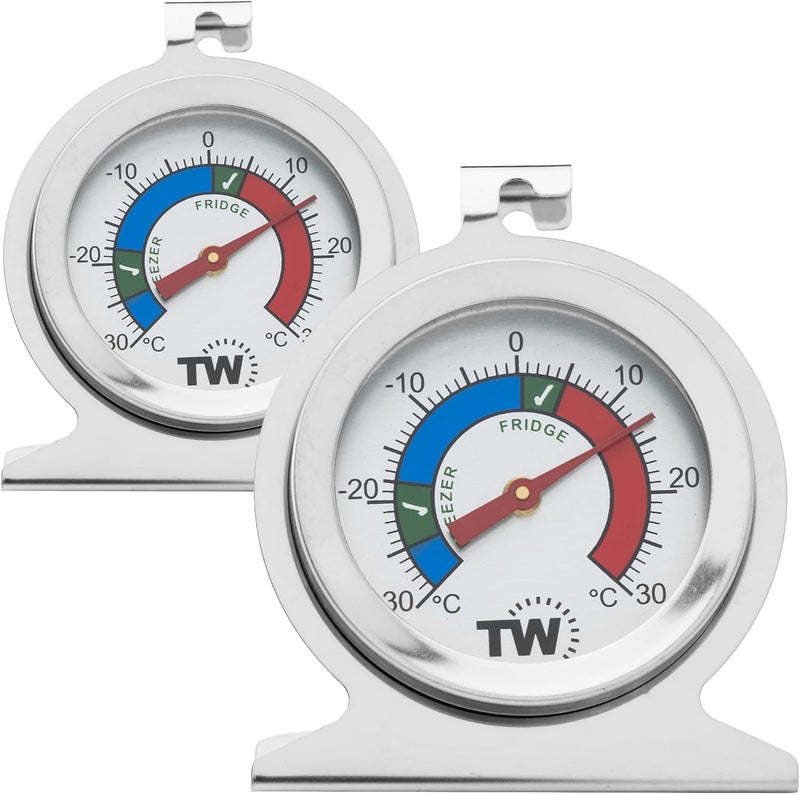 Thermometer World حزمة مزدوجة من مقياس حرارة الثلاجة والفريزر لمراقبة درجة حرارة الثلاجة، مقياس حرارة من الفولاذ المقاوم للصدأ للفريزر والثلاجة - Image 1