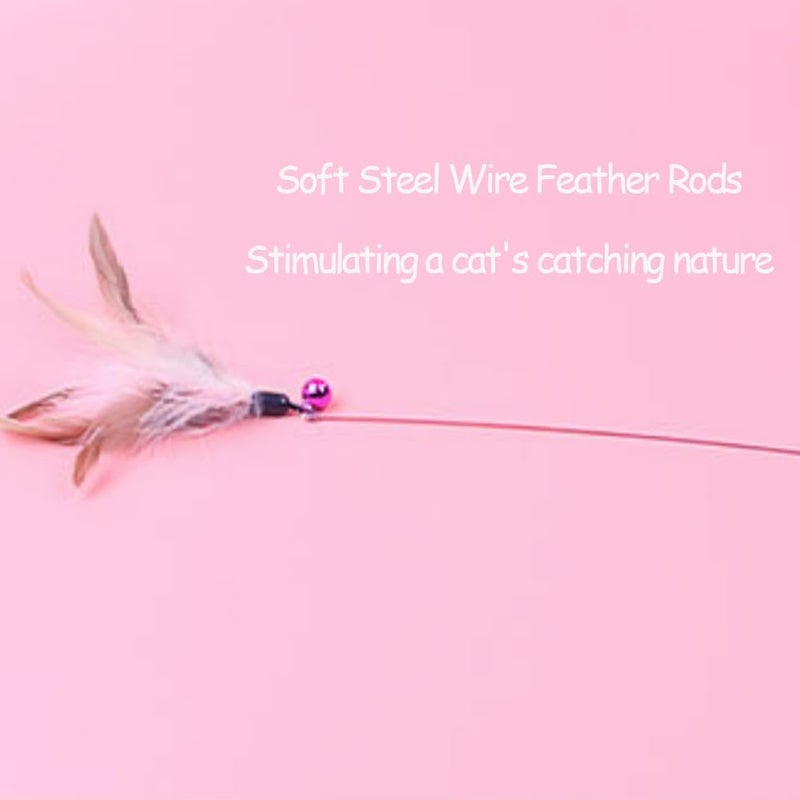 NeoStyle Cat Teaser, Interactive Cat Toys to Promote Bonding, Interactive Cat Toys with Feathers and Bells to Attract Cats' Attention, Interactive Cat Toys for Indoor Cats (steel wire feathers) - Image 4