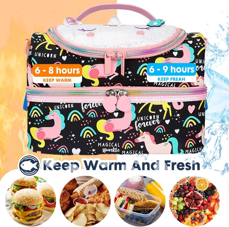 EXILOM Lunch Bag for Kids, Lunch Bag for Girls Boys, Thermal Insulation Lunch Bag, Tote Bag for Toddler Teen, School Travel Bag, Water Bottle and Lunch Box Holder with Adjustable Strap - Image 2